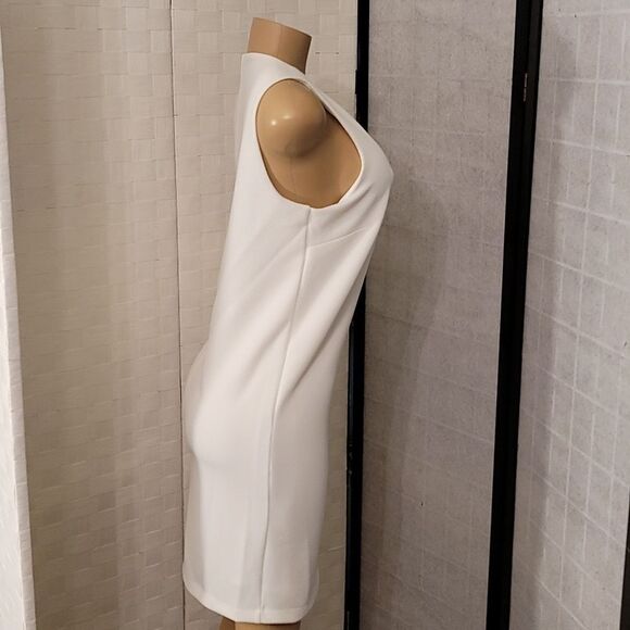 BRAND NEW PAPPAGALLO SLEEVELESS TEXTURED KNIT METALLIC GOLD LACE F TRIM DRESS - Picture 5 of 14